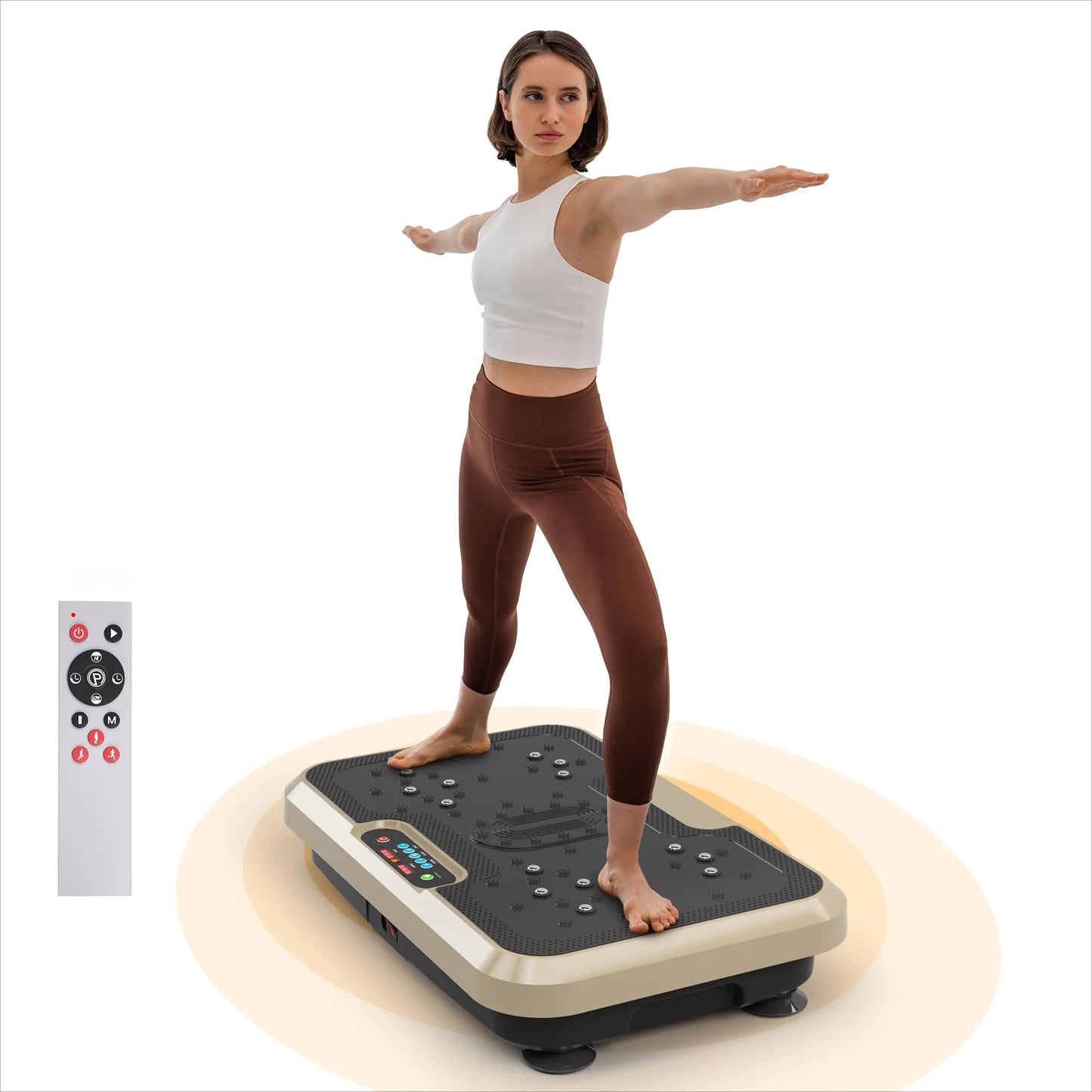 Vibration Plate Exercise Machine Whole Body Workout Vibration Fitness Platform for Home Fitness - Lymphatic Drainage Machine for Shaping Wellness Recovery - Home Gyms Workout for Women Men (Golden)